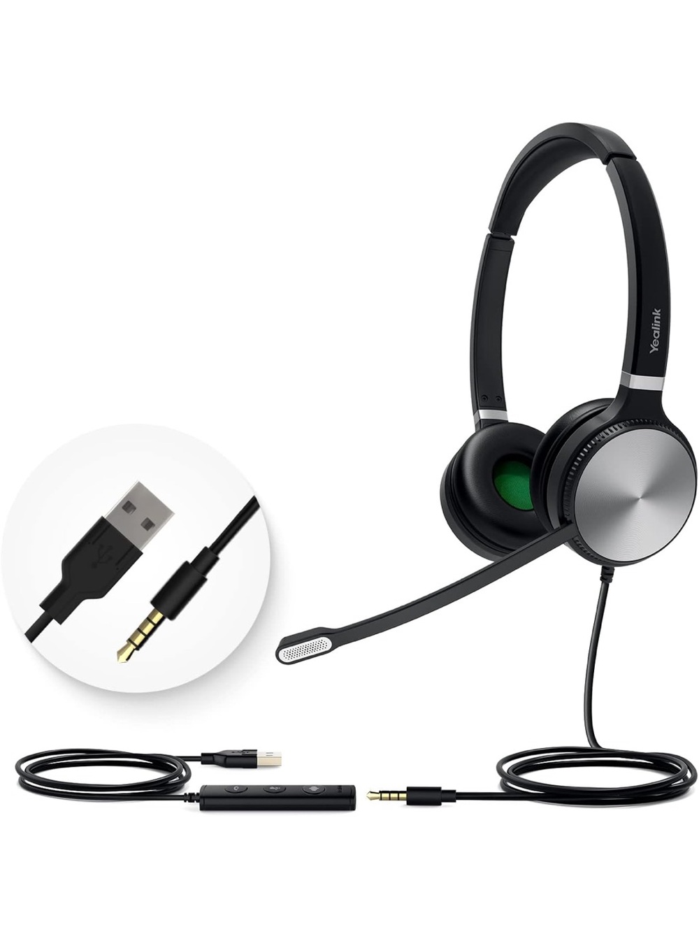 Yealink Wired Monaural Headset - Black and Silver